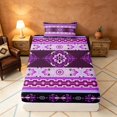 thumbnail image 4 of Manfei Damask Floral Twin Sheets, Baroque Flower Bedding, Purple and Pink, Black Reversible 3-Piece1 Flat Sheet + 1 Fitted Sheet + 1 Pillowcase, 4 of 6