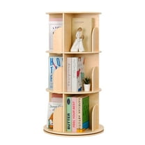 MEEYOO Rotating Bookshelf, Corner Bookshelf for Small Space, 360° Display 3-Tier Round Shelves - Space-Saving Storage for Books & Decor
