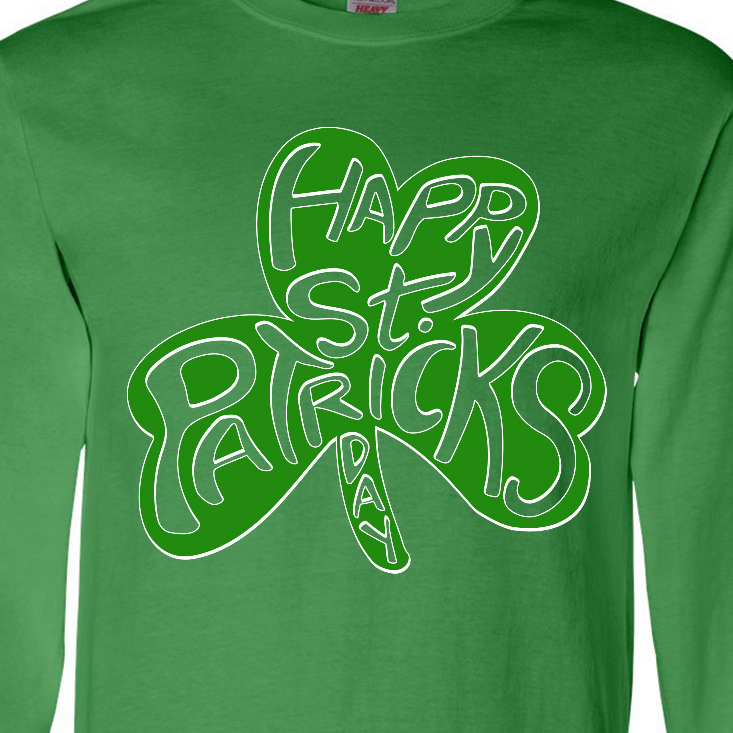 Inktastic Happy St. Patrick's Day- green shamrock cutout Long Sleeve T-Shirt - image 3 of 4