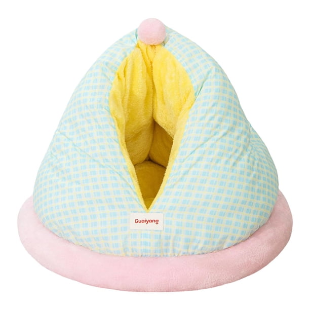 Cama para gatos tipo cueva, cálida, suave, con base antideslizante, nido para gatos autocalentable para dormir. M