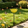 thumbnail image 4 of Metal Flower Garden Stake Bird Bath, Artificial Alloy Outdoor Yard Art Bird Feeder Bowl, Pollinator Watering Station for Butterflies, 1.96" x 3.54" x 25.78", KTFgvq, 4 of 6