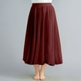 thumbnail image 4 of EINCcm Women Midi Length Elastic Pleated Retro Flax Long Skirt High Elastic Waist Casual Solid Color Skirts, 4 of 5