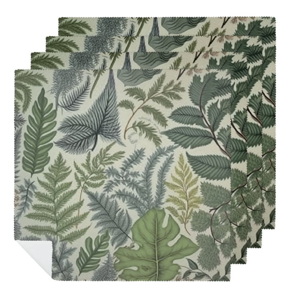 PHYHOO Leaves and Herbs Cloth Napkins Soft Boxwood, Seeded Eucalyptus, Fern, Maidenhair Floral Vintage Style Washable and Reusable Dinner Napkins for Weddings Parties 2 PCS
