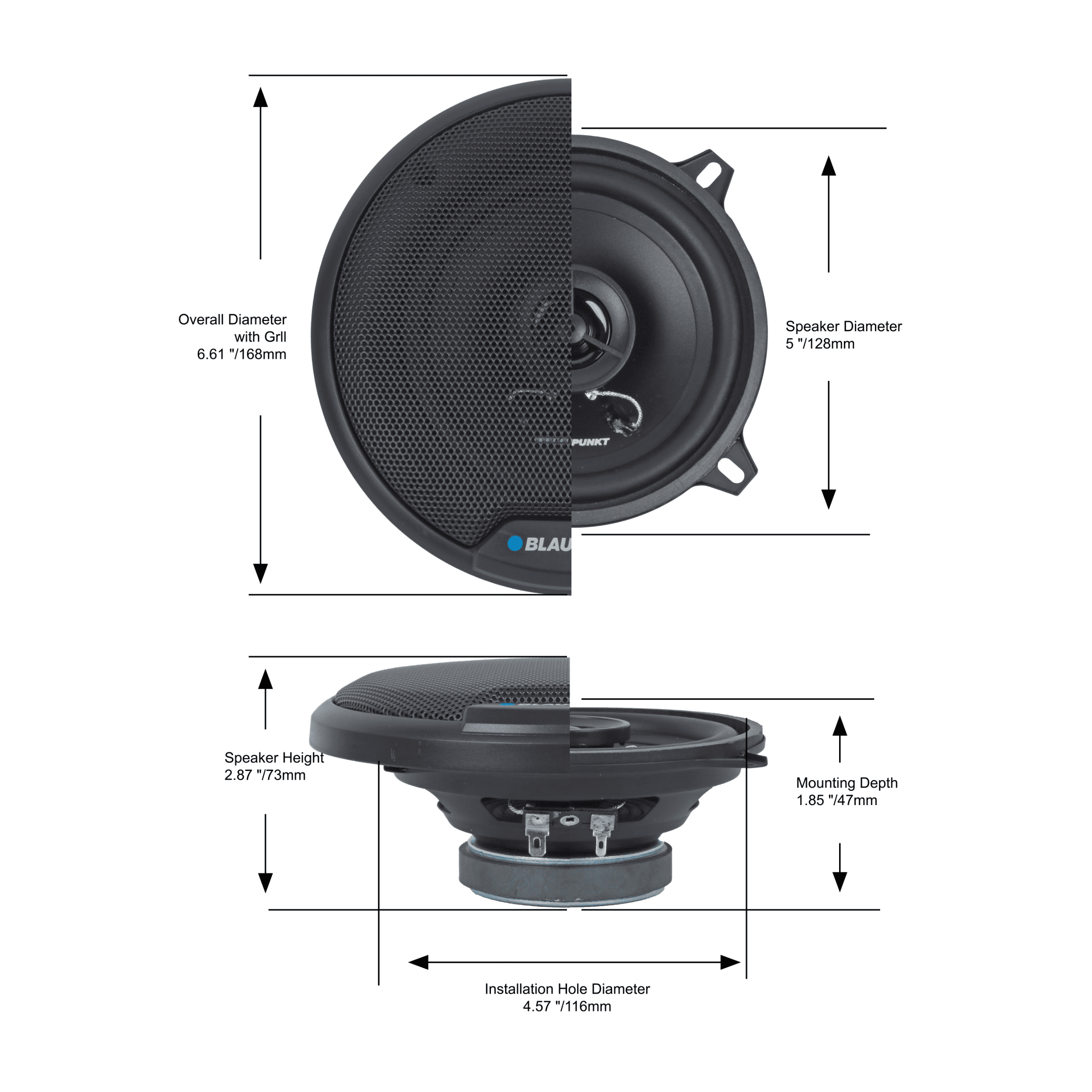 Component Car Speakers Blaupunkt GTX525PO 4-Way Ca