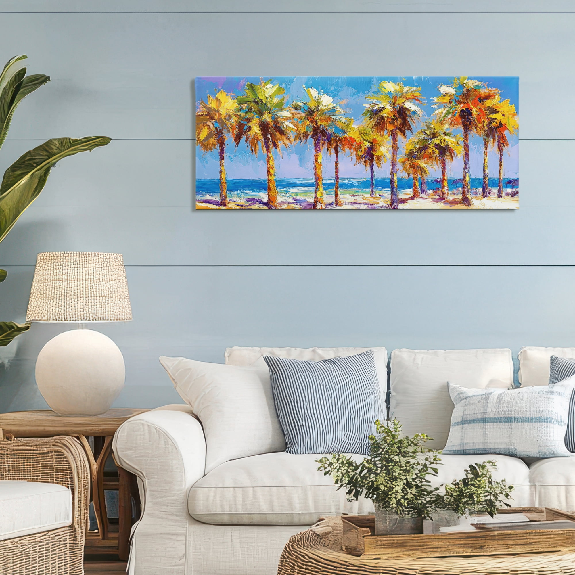 Stupell Industries Many Palm Trees on Beach Canvas Wall Art, design by Petal Prints Design