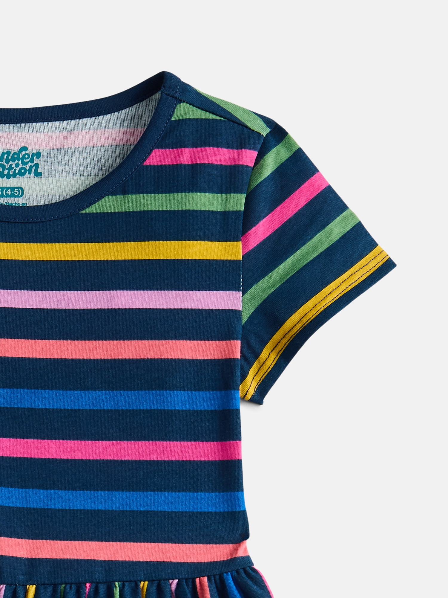Wonder Nation Little Girls and Big Girls Play Dress with Short Sleeves, 2 Pack, Sizes XS-XXL