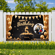 Yatrandify Decorative Design Happy Birthday Banner Starry Background Kids Celebration Golden Balloons for Birthday Party Indoor Decoration Kids Party