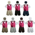 thumbnail image 1 of Boys Toddler Formal Burgundy Vest Bow Tie White Khaki Navy Gray Hat 5pc Set S-4T, 1 of 2
