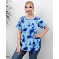 thumbnail image 2 of Uniexcosm Women Plus Blouse Round Neck T-Shirt Printed Floral Top, 2 of 5