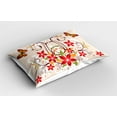 thumbnail image 2 of Ambesonne Floral Pillow Sham 2 Pack, Blossoms Bouquet Botany, 26"x20", Beige Green Red, 2 of 3