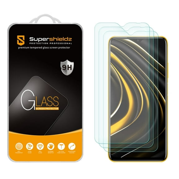 [3-Pack] Supershieldz for Xiaomi Poco M3 Tempered Glass Screen Protector, Anti-Scratch, Anti-Fingerprint, Bubble Free