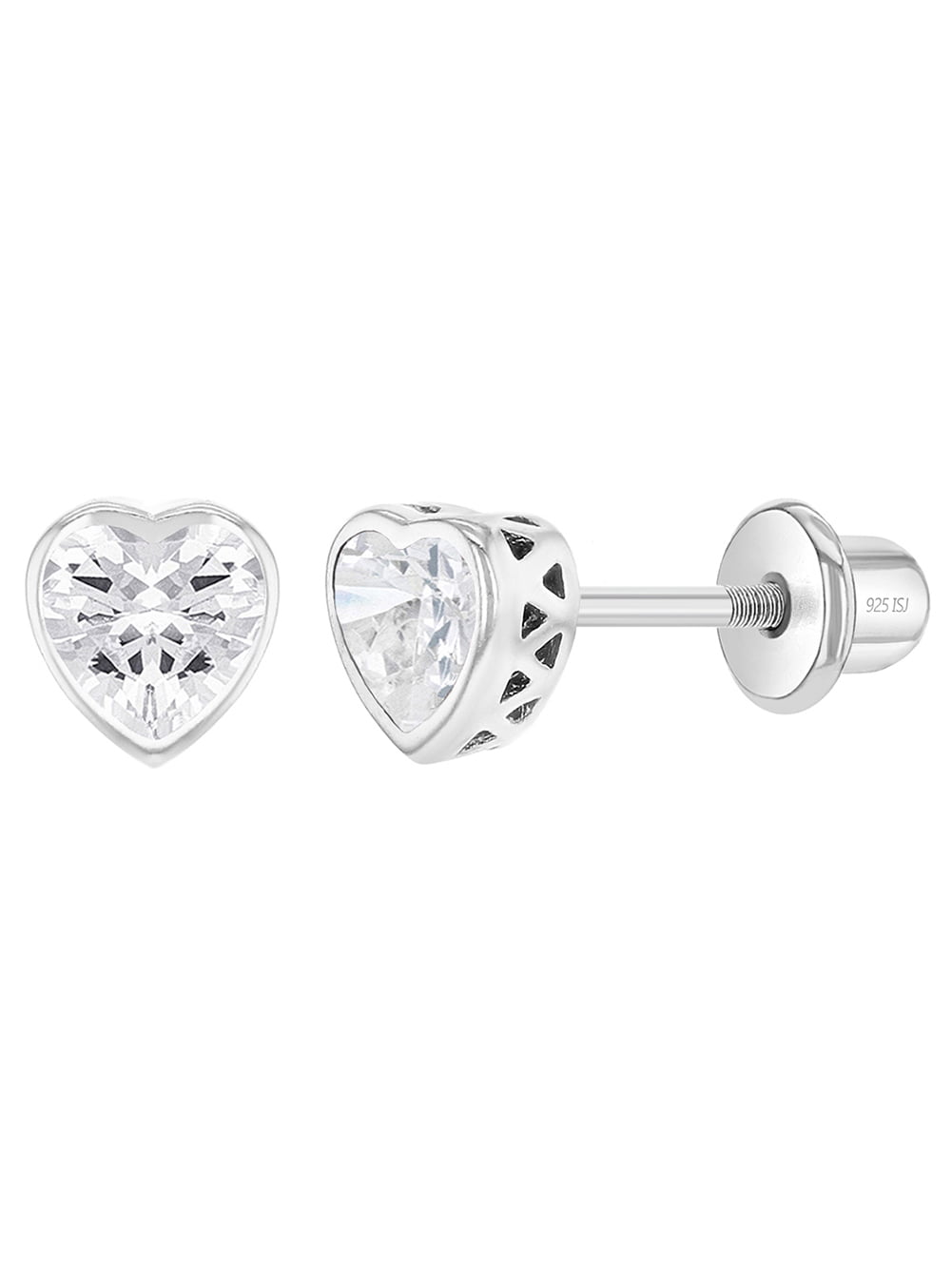 Details about   .925 Sterling Silver Preciosca Crystal October Stone Heart Child's Studs Madi K 
