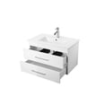 thumbnail image 4 of 32-Inch White Gloss Wall-Mounted Bathroom Vanity with Double Soft-Close Drawers, Ceramic Sink for Modern Space-Saving Bathroom Design, 4 of 9