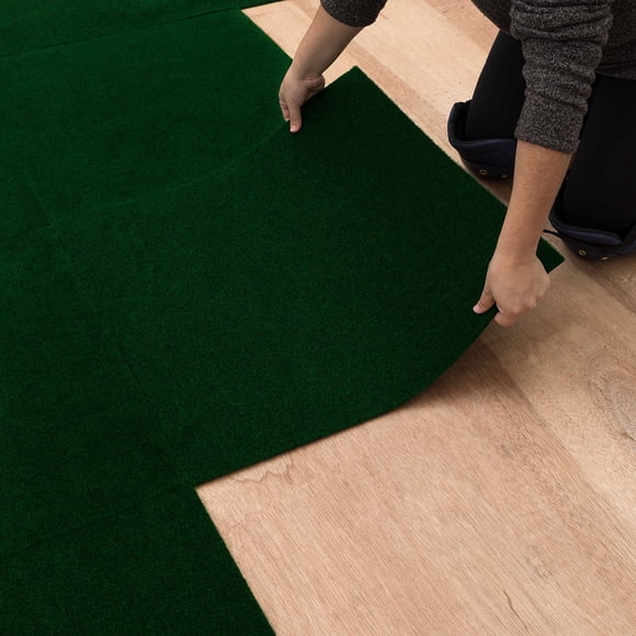 Mohawk Home 24"" x 24"" Indoor/Outdoor 0.25"" Pile Height Peel and Stick Carpet Tile Green Polyester (15 Tiles) (60 sqft/Box)
