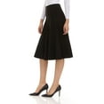 thumbnail image 3 of Lycra Fabric Panel Midi Skirt For Women By BGDK- 27 Inch Midi Length Pleated Skirt With Elastic Waist- Fit And Flare Skirt- High Waist Flowy Skirt For Work, Office, Business, Church black x small, 3 of 5