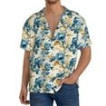 thumbnail image 2 of Zufioo Vintage Blue Flowers Print Mens Button Down Short Sleeve Shirt,Classic Plaid Shirt,Mens Accessories Fashion Shirt-Small, 2 of 6