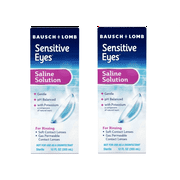 2 Pack - Sensitive Eyes Saline Solution from Bausch & Lomb, for Soft Contact & Gas Permeable Lenses, Saline Solution with Potassium, 12 Fl Oz (355 mL)