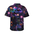 thumbnail image 3 of Daiia Glowing Chameleon Fantasy Art Hawaiian Shirt for Men Gentle Cotton Regular Short Sleeve Casual-Small, 3 of 9