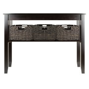 Winsome Wood Morris Console Table with 3 Storage Baskets, Espresso Finish