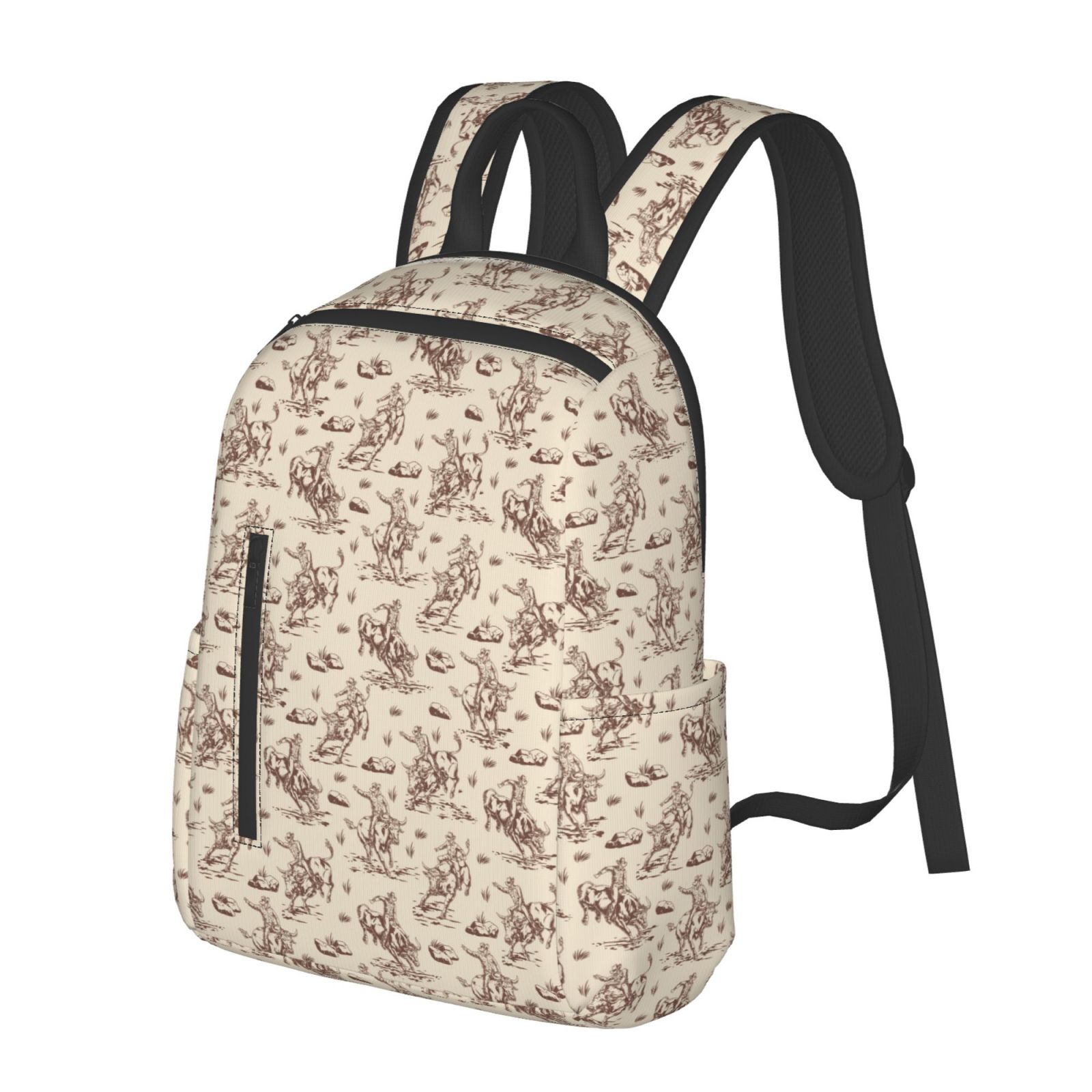 Xecao Cowboy Sitting On Cow Back print Backpack For women men Aesthetic Lightweight Travel Daypack Simple Cute Backpack For Bookbag