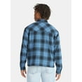 thumbnail image 3 of No Boundaries Collared Cotton Boxy Cropped Fit Flannel Shirt, Men's and Big Men's Sizes XS-5XL, 3 of 5