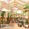 thumbnail image 3 of Erinnyees 11'x7' Outdoor Wood Greenhouse with Pergola, Heavy Duty Green House with Workstation & Staging Shelves,8MM Thick PC Panel, Top-hung Folding Windows, 3 of 8