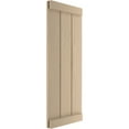 thumbnail image 3 of Ekena Millwork 16 1/2"W x 30"H Rustic Three Board Joined Board-n-Batten Rough Cedar Faux Wood Shutters w/End Batten (Per Pair), Primed Tan, 3 of 10