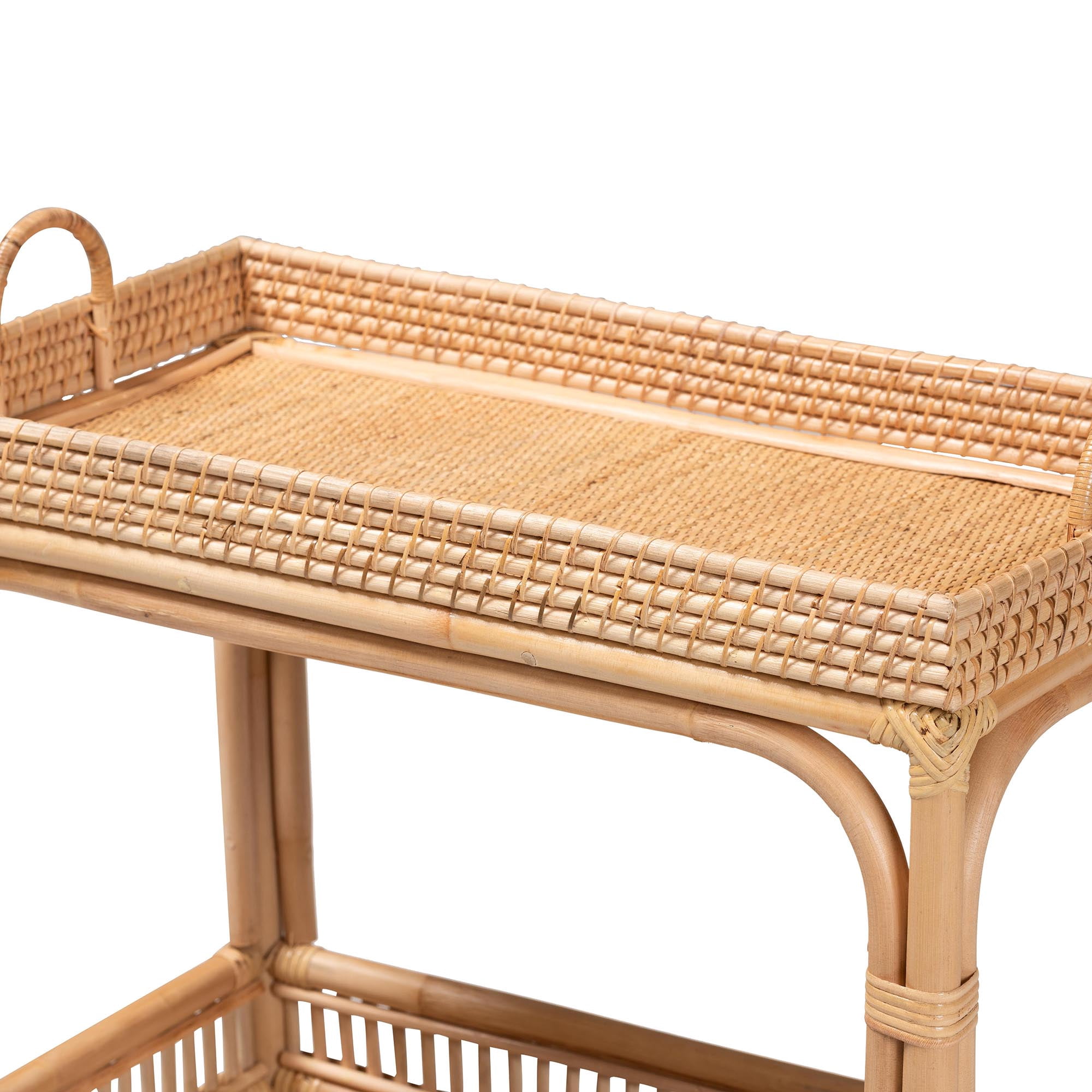 bali & pari Lombok Rattan BOHO Wine Cart, Natural Brown