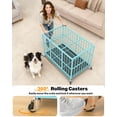 thumbnail image 5 of TIME RAY 48 Inch Heavy Duty  Indestructible High Anxiety Dog Crate Cage for Large Dog with Steel Escape Proof, Double Doors,Lockable Wheels and Removable Tray,Blue, 5 of 10