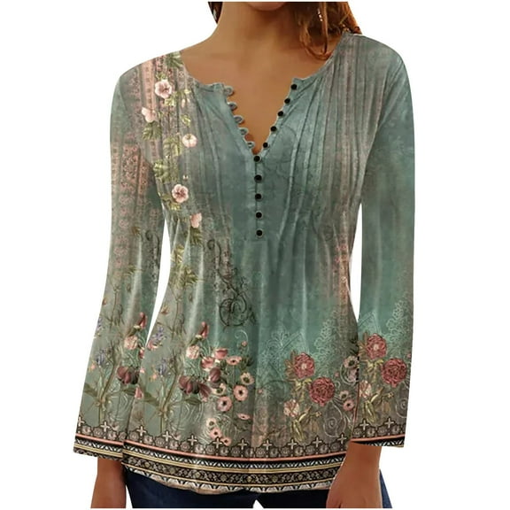 Aueoeo Womens Blouses Dressy Casual, Womens Fall Trendy V Neck Long Sleeve Pullover Tops Dressy Casual Cute Loose Fit Tunic Blouses