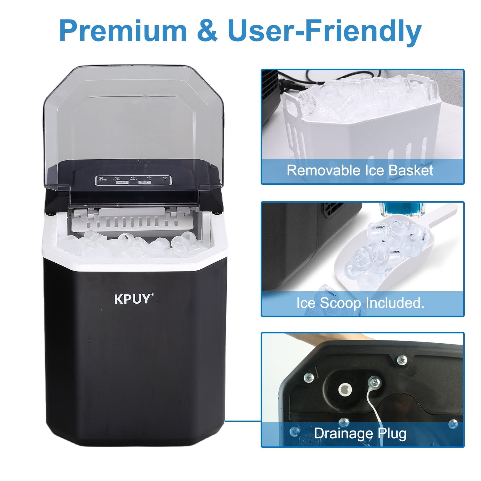 Ice Makers Countertop, Self-Cleaning Function, Portable Electric Ice Cube Maker Machine, 9 Bullet Ice Ready in 6 Mins, 26lbs 24Hrs with Ice Bags and Ice Scoop Basket for Home Bar Camping RV(Silver)