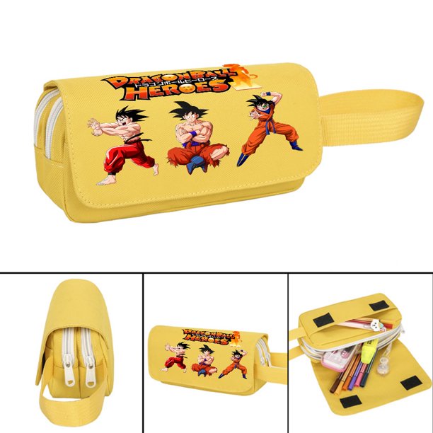 Dragon Ball Estudiante Estuches De Lápices De Gran Capacidad De Los Niños De Papelería Bolsa De Almacenamiento Son Goku Impreso Bolígrafo Caja De Lona De Doble Capa Cremallera Suministros Escolares Re