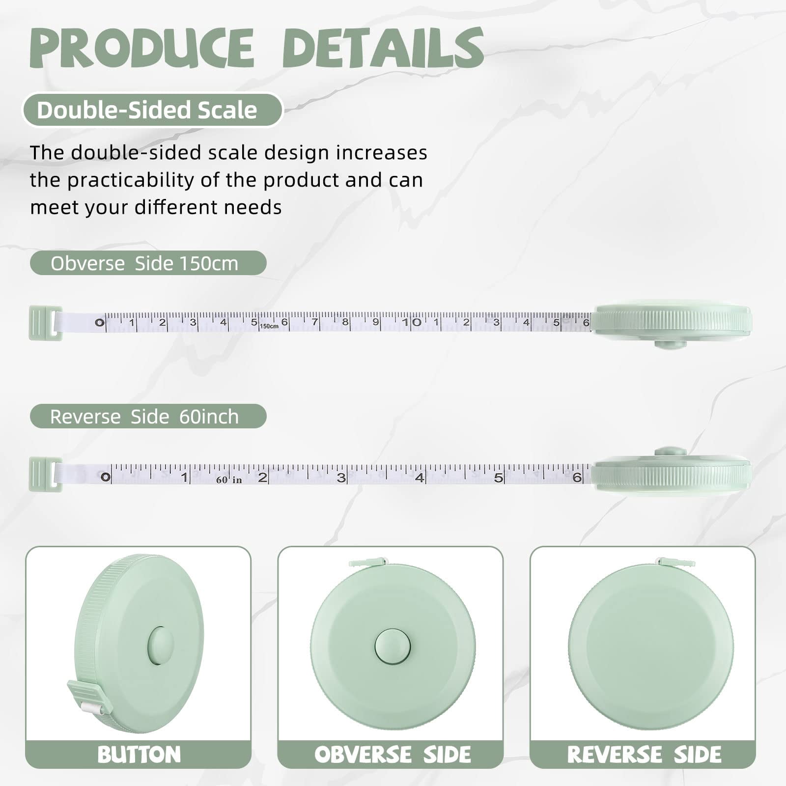 SINTOBIZZY 100pcs 60-Inch Soft Tailor Measuring Tape Retractable | Small Flexible Body Sewing Ruler, Dual-Sided Cloth Tape Measure for Sewing, Crafting, and Body Measurements