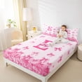 thumbnail image 3 of Erosebridal Pink Bowknot Bed Sheets for Girl, Initial E Letter King Sheets, 4pcs, 3 of 5