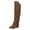 Brown, variant on Women's Tassel over the Knee Boots Chunky Heel Round Toe Pull on Western Moccasin Long Boots