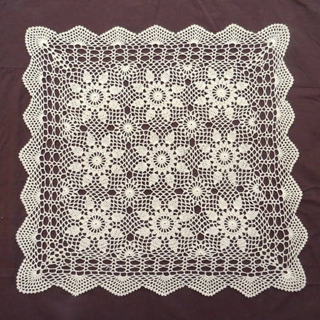 

Leke Vintage Square Tablecloth Doily Cotton Lace Crochet Floral Table Cloth Cover