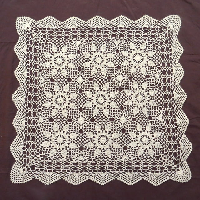Nappe Carrée Vintage Napperon Dentelle de Coton Crochet Floral Nappe