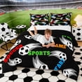 thumbnail image 3 of Erosebridal Black Soccer Full Size Comforter Sets, Sport Bedding Sets for Boys and Girls, Black Reversible 3pcs, 1 Comforter and 2 Pillowcases, 3 of 6