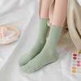 thumbnail image 3 of ruhuadgb 1 Pair Women Socks Mid-tube Shirring Edge Japanese Style Solid Color High Elasticity Anti-slip Thin Soft Breathable Sweat-absorption Anti-shrink Sports Piled Socks, 3 of 8