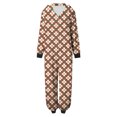 thumbnail image 6 of Odeerbi Christmas Onesie Pajamas for Family Holiday Sleep Jumpsuit Long Sleeve Family Christmas Pajamas Matching Sets Mom Fashion Lattice Print Plush Jumpsuit Sleepwear PJs Set Beige, 6 of 7