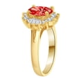thumbnail image 2 of 14k Yellow Gold, Elegant Oval Fancy Cluster Ring Red CZ Jul Synthetic Birthstones Size 5, 2 of 3