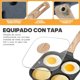 thumbnail image 3 of sarten Antiadherente para huevos,sartens 3 huevo con Tapa de Vidrio,sartén para huevo,sarten para huevos de cuatro agujeros,sartens antiadherente para (negro 3 agujeros), 3 of 4
