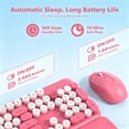 thumbnail image 2 of Wireless Keyboard and Mouse Combo, Retro Round Keycaps, Full Size with Detachable Wrist Rest, 2.4G for PC Mac Windows, Pink, 2 of 8
