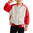 thumbnail image 2 of GiLiling Boys Girls Baseball Jacket School Uniform Fleece Coats Lightweight Jackets Kids Preppy Trendy Tops Long Sleeve Causal Coat (Red, 6-12 Months), 2 of 6
