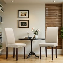 Pirecart Dining Chairs Set of 2, Kitchen & Dining Room Chairs with Tufted Parsons Design, Nail Head Trim, Solid Wood Legs and Padded Seat for Kitchen, Dining Room, Living Room, Beige