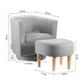 thumbnail image 3 of Dazone Modern Wood Linen Fabric Sponge Solid Print Swivel Armchair with Footstool, Gray, 3 of 6
