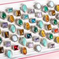 thumbnail image 4 of HOOUN 20pcs/Lots Wholesale Silver Unisex Turquoise Stone Jewelry Rings for men women, 4 of 6