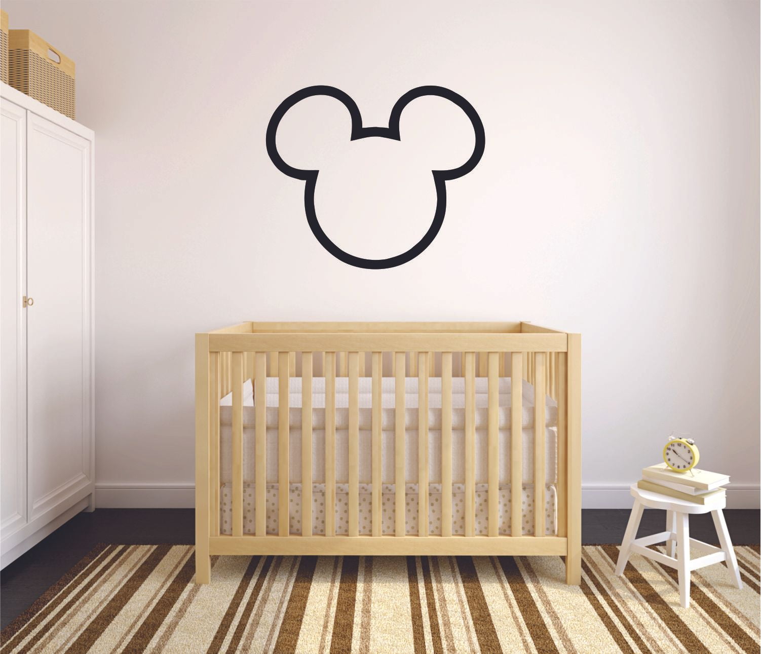 Mickey Mouse Head Outline Disney Logo Mickey Cartoon Wall Sticker Art Decal for Girls Boys Room Bedroom Nursery Kindergarten House Fun Home Decor Stickers Wall Art Vinyl Decoration Size (35x40 inch)