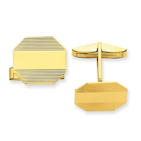 14k Yellow Gold Engravable Cuff Links