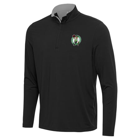 Men s Antigua Black/Gray Boston Celtics Content Quarter-Zip Top Men s Antigua Black/Gray Boston Celtics Content Quarter-Zip Top